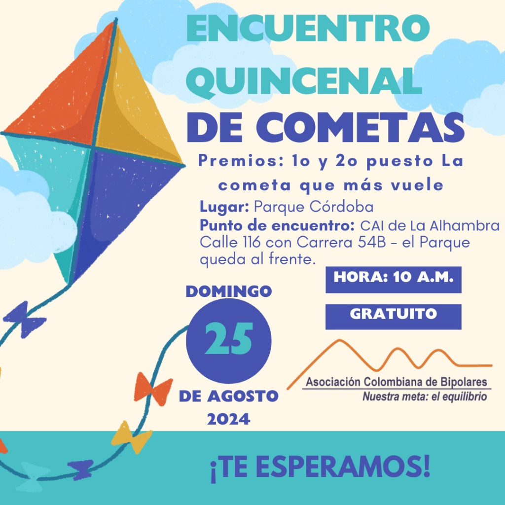 Encuentro quincenal presencial y gratuito, la cometa que más vuele, el domingo 25 de agosto a las 10am en el Parque Córdoba.