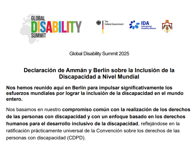 Declaración de Ammán y Berlín sobre la Inclusión de la Discapacidad a Nivel Mundial