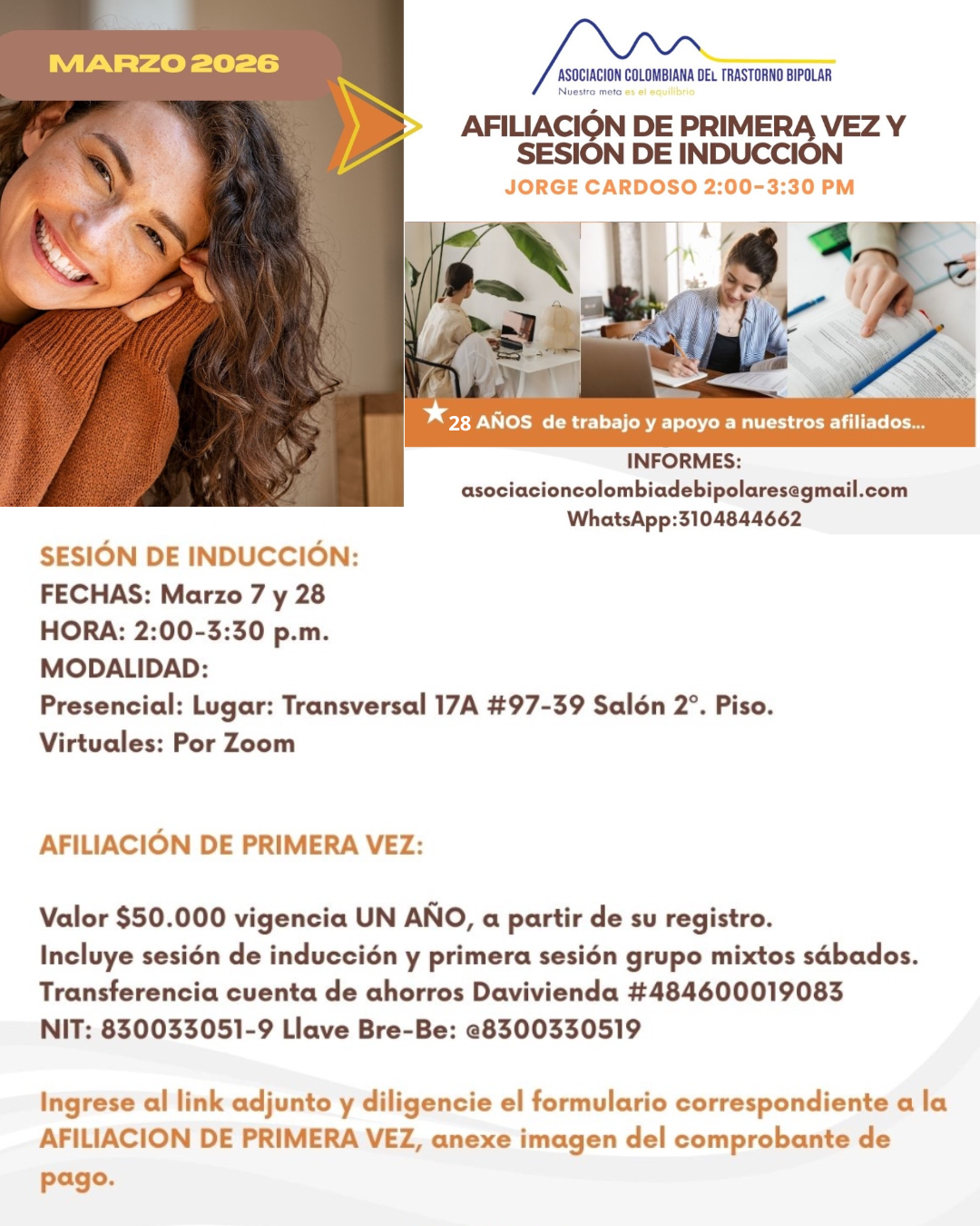 afiliacion de primera vez y sesion de inducción marzo 2026