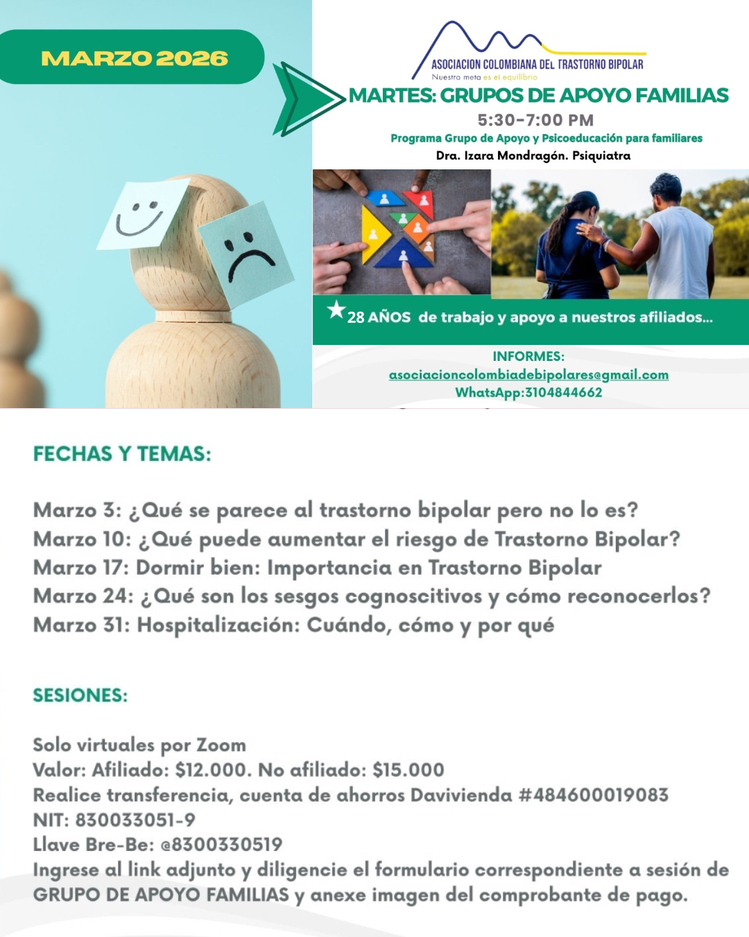 grupos de apoyo familias marzo 2026